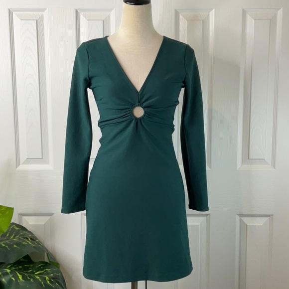 Abercrombie & Fitch Mini Dress Teal Ring-Front Event Size S - Picture 9 of 11